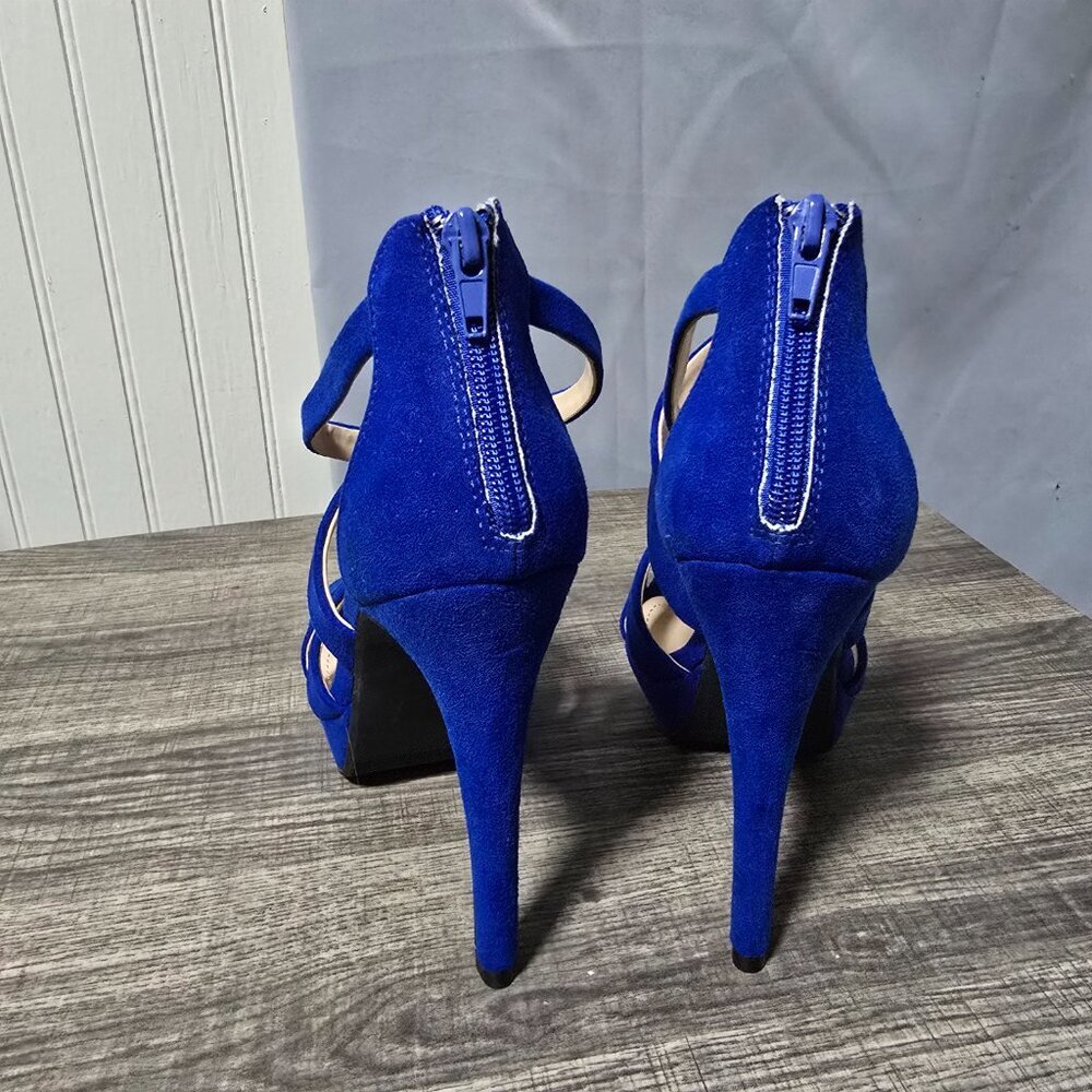 DREAM PAIRS Womens Open Toe High Heel Sandals Dress Shoes Suede Blue Pumps - Sz8 - Picture 5 of 5
